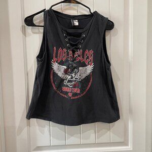 H&M Divided Tank Womens Size medium Graphic Tee Lace Up